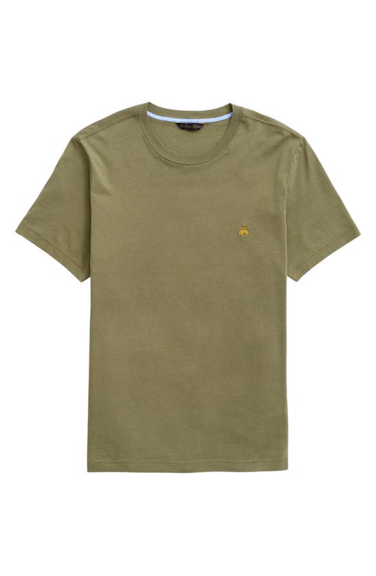Shop Brooks Brothers Logo Embroidered Cotton Jersey T-shirt In Olive Green