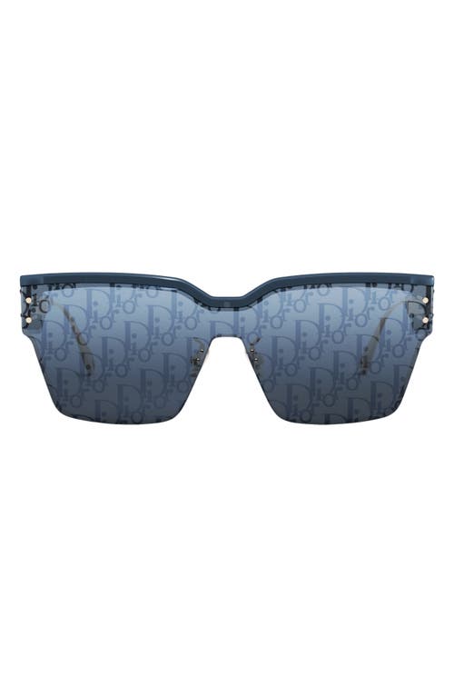 DIOR Club Rectangular Shield Sunglasses in Shiny Blue /Blue Mirror