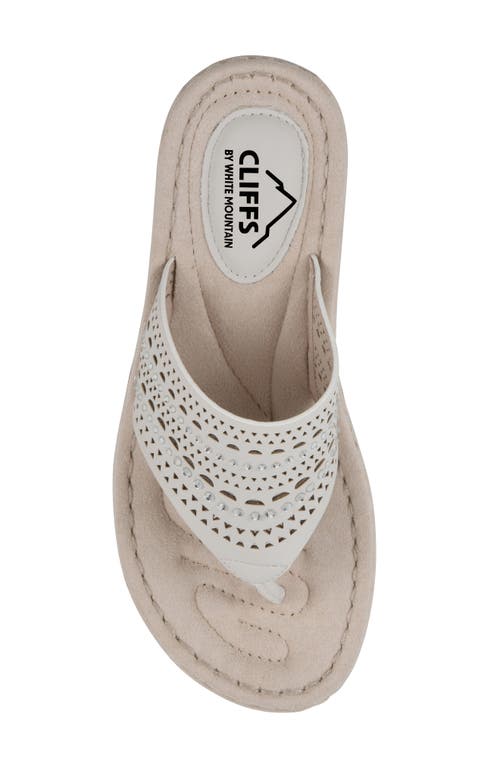 Cliffs By White Mountain Compact Womens Faux Leather Perforated Slide Sandals In White/nubuck
