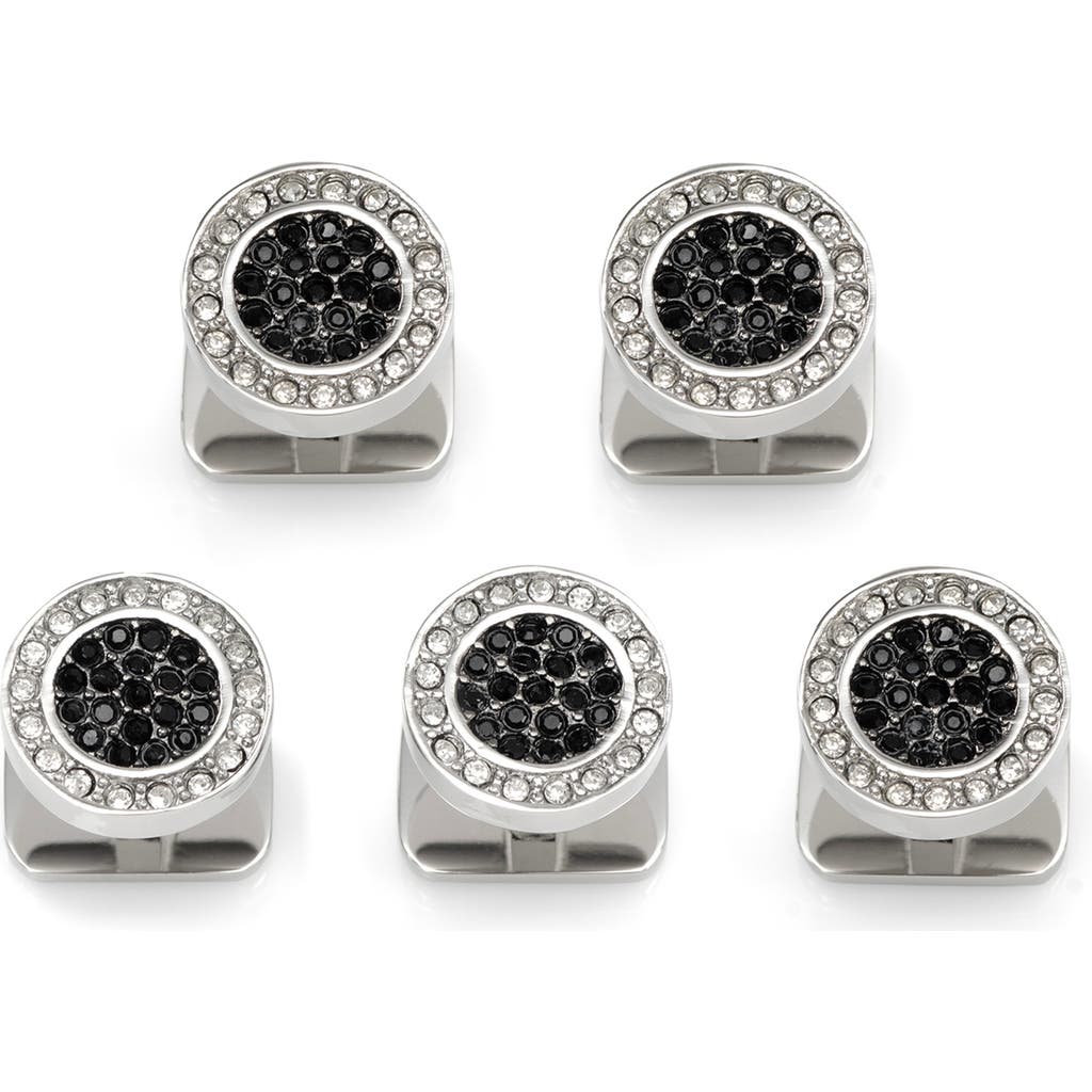 Cufflinks, Inc . Vincent De Paul White & Black Pave Crystals Stud Set In Black
