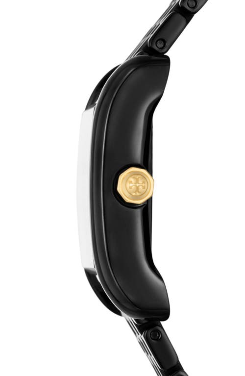 Shop Tory Burch The Eleanor Bracelet Watch, 25mm In Black/black Ip/gold