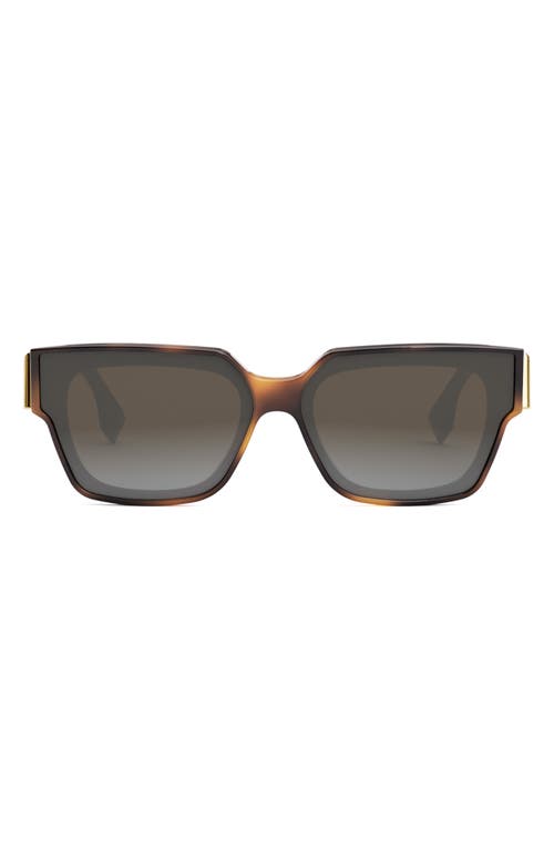 'Fendi First 63mm Rectangular Sunglasses in Blonde Havana /Gradient Smoke at Nordstrom