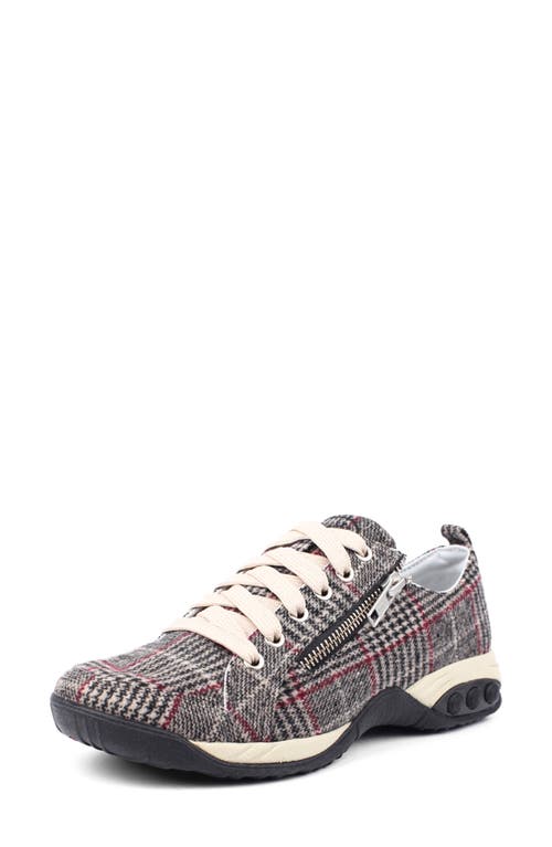 Sienna Sneaker in Beige Plaid Fabric