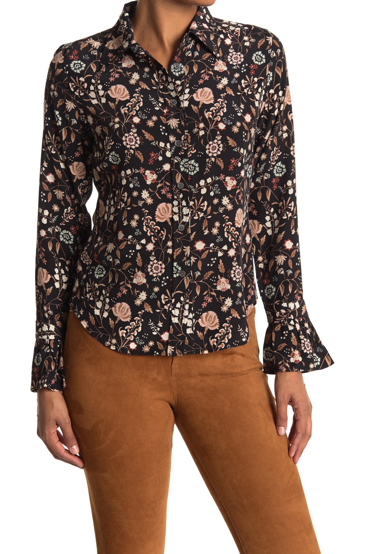 floral ruffle shirt