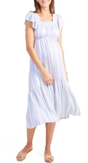 Tie-Back Woven Maxi Maternity Dress - Isabel Maternity by Ingrid & Isabel  White