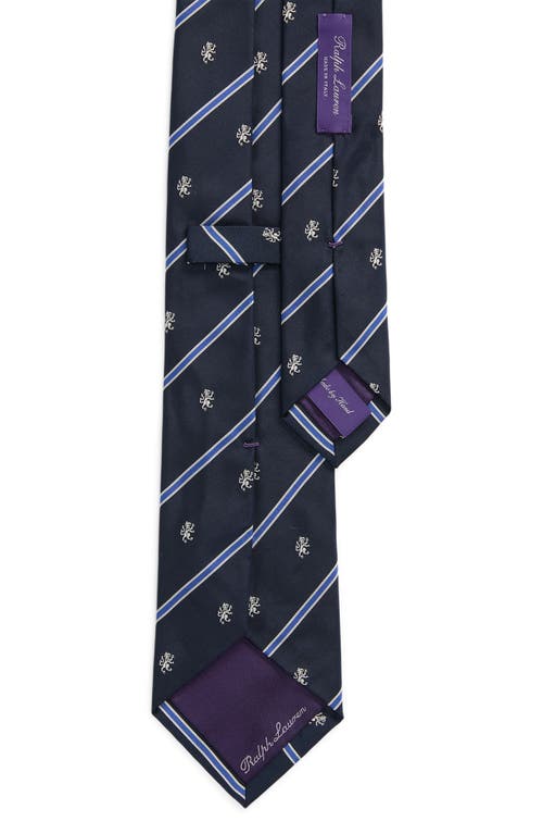 Shop Ralph Lauren Purple Label Repp Club Stripe Silk Tie In Navy/blue