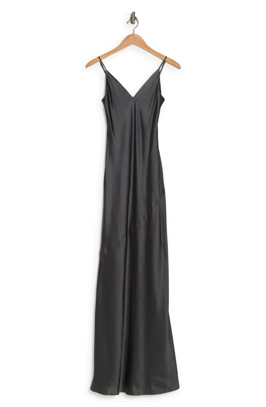 L Agence Serita Silk Charmeuse Maxi Slipdress In Dark Graphite