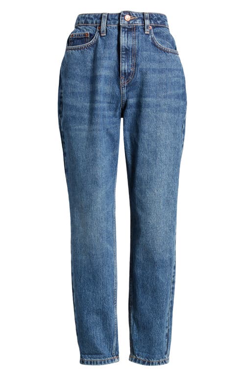 High Waist Tapered Mom Jeans in Medium Blue