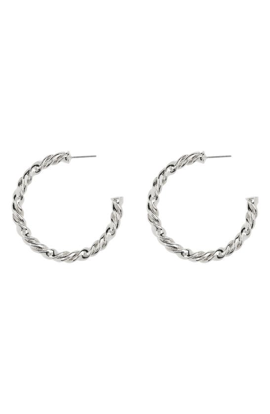 Nordstrom Rack Sprial Twist Hoop Earrings In Rhodium