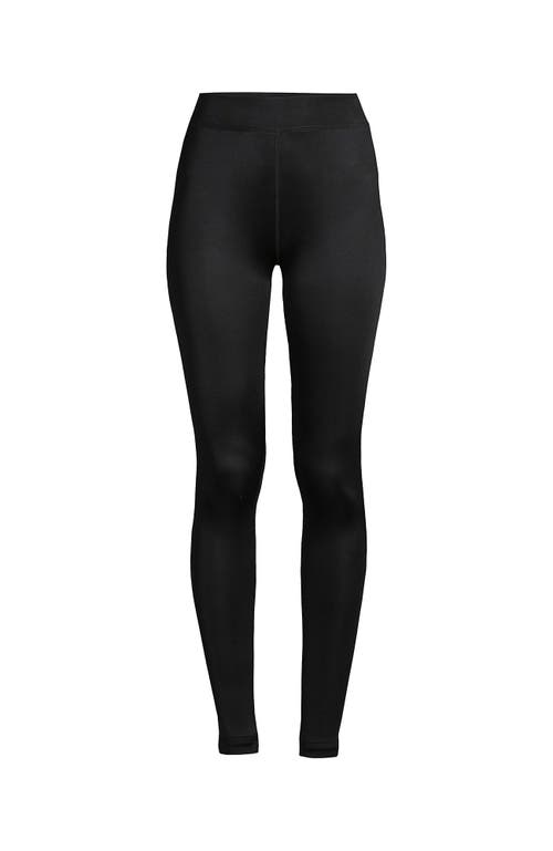 Lands' End Silk Interlock Long Underwear Leggings Pants In Black