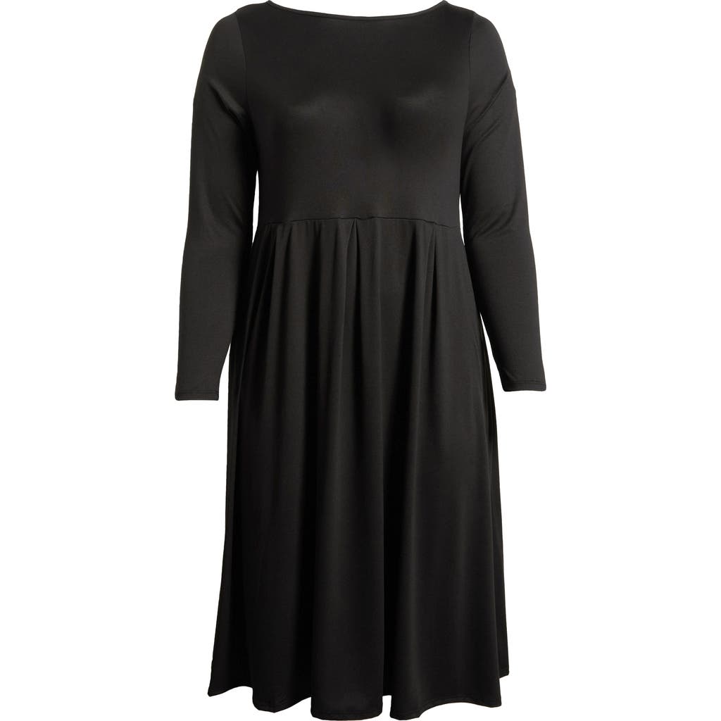 24seven Comfort Apparel Womens Bracelet Sleeve Calf Midi Dress In Black