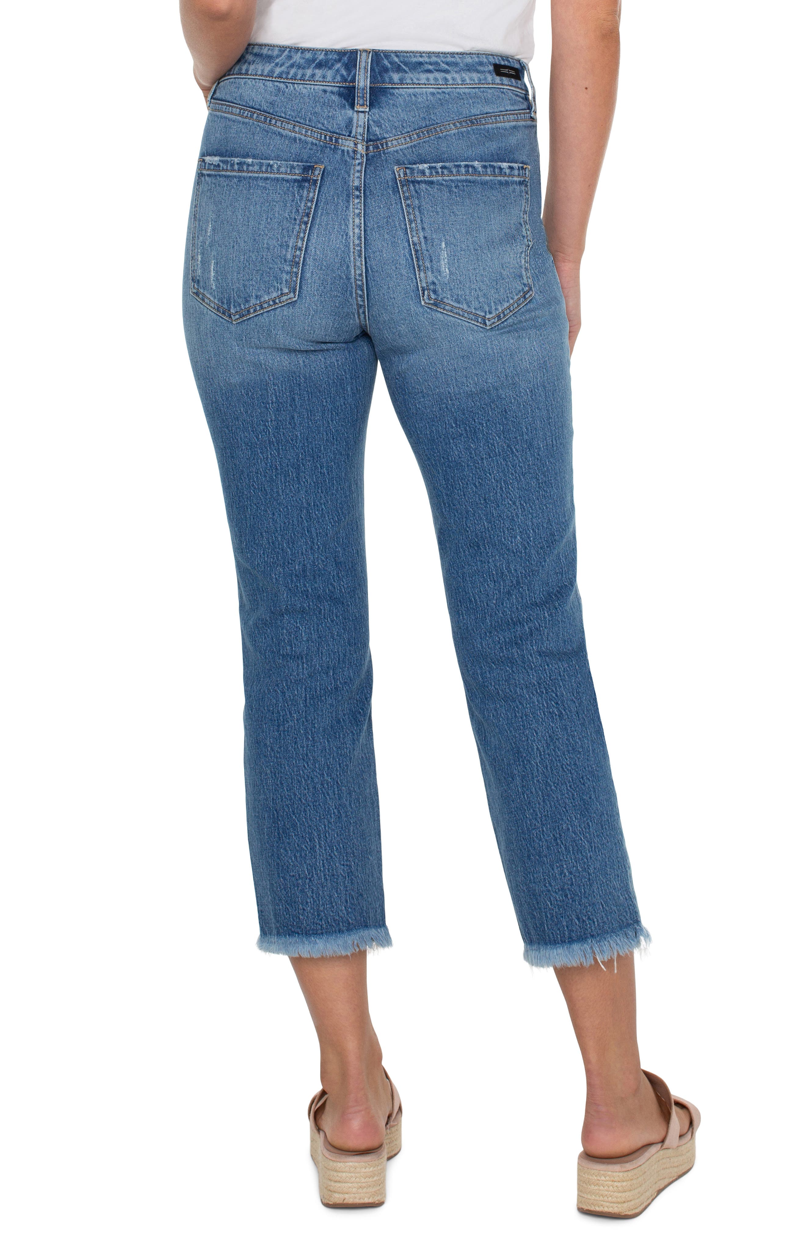 Liverpool Los Angeles Ripped Frayed High Waist Crop Slim Jeans in