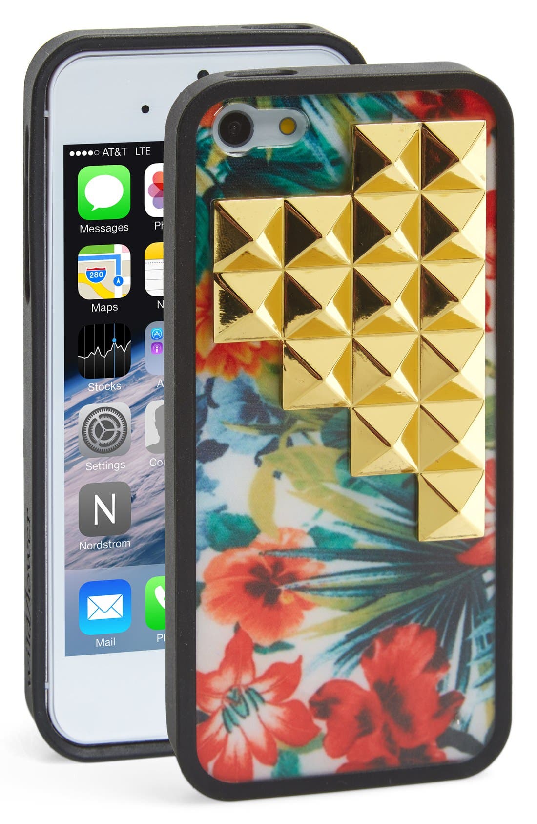 wildflower 'Floral Gold Studded Pyramid' iPhone 5 & 5s Case Nordstrom
