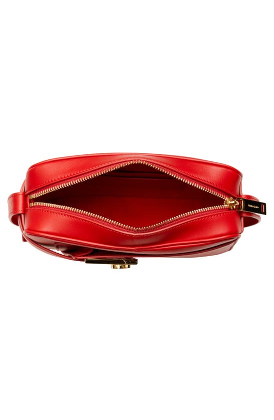 Shop Ferragamo Archive Gancini Camera Crossbody Bag In Flame Red