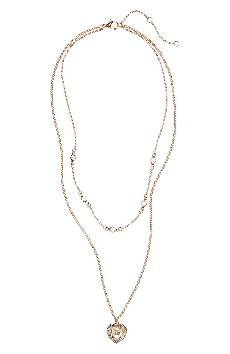 BP. Layered Crystal Heart Necklace, Main, color, GOLD/ CRYSTAL