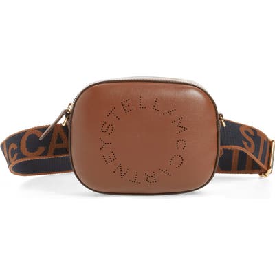 Stella Mccartney Perforated Logo Convertible Faux Leather Belt Bag - Brown