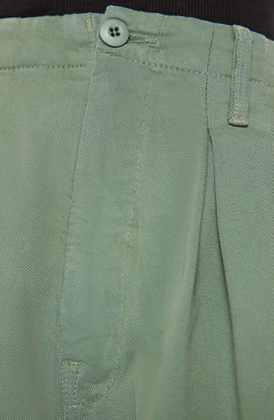 Shop Mother The Pleated Chute Prep Shorts In Hdg Hedge Green