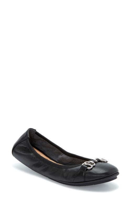 Me Too Olympia Skimmer Flat in Black Leather/Black