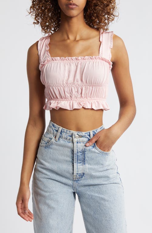 Topshop Shirred Crop Camisole Pink at Nordstrom,