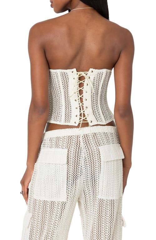 Shop Edikted Ines Open Stitch Corset Top In Cream