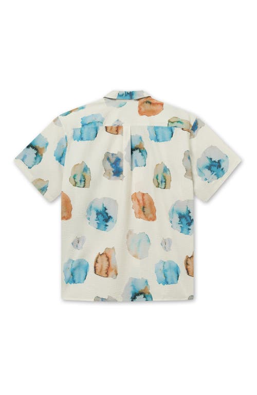 Shop Forét Foret Hush Organic Cotton Seersucker Camp Shirt In Cloud Printed