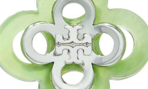 Tory Burch Kira Clover Stacked Stud Earrings In Tory Silver/mint