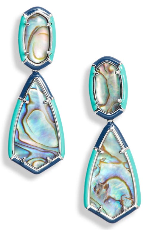 Shop Kendra Scott Camry Statement Earrings In Silver Abalone