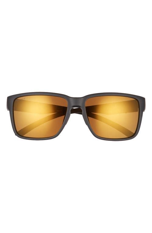 Emerge 60mm Polarized Rectangle Sunglasses in Matte Black/Bronze Mirror