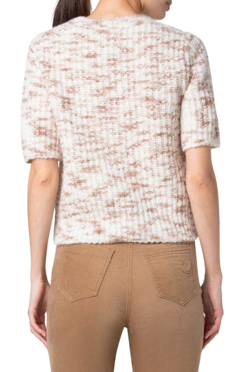 Shop Akris Punto Short Sleeve Space Dye Alpaca Blend Rib Sweater In Cream-caramel