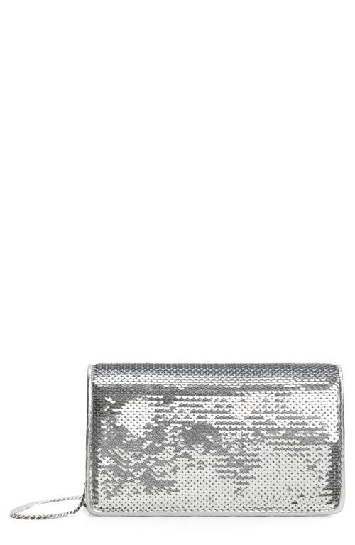 MANGO Sequin Chain Strap Crossbody Bag in Silver at Nordstrom