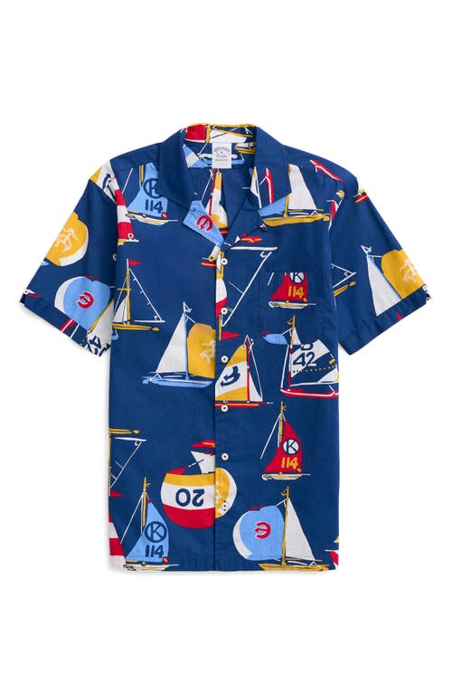 Brooks Brothers Sailboat Short Sleeve Poplin Camp Shirt