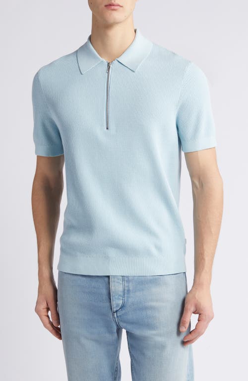 NN07 Hansie Zip Ribbed Organic Cotton Sweater Polo at Nordstrom,