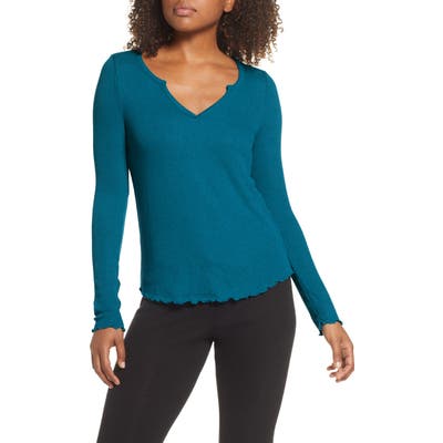 Plus Size Bp. Open Henley Thermal Top, Blue