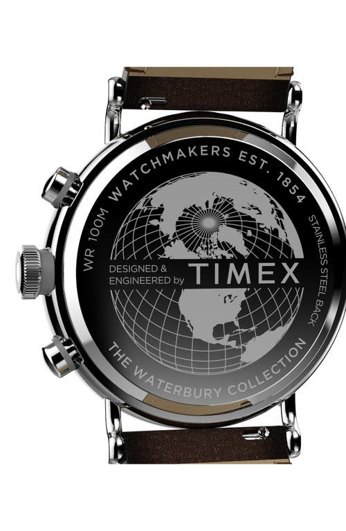 Timex ® Waterbury Standard Chronograph Leather Strap Watch, 43mm In Brown
