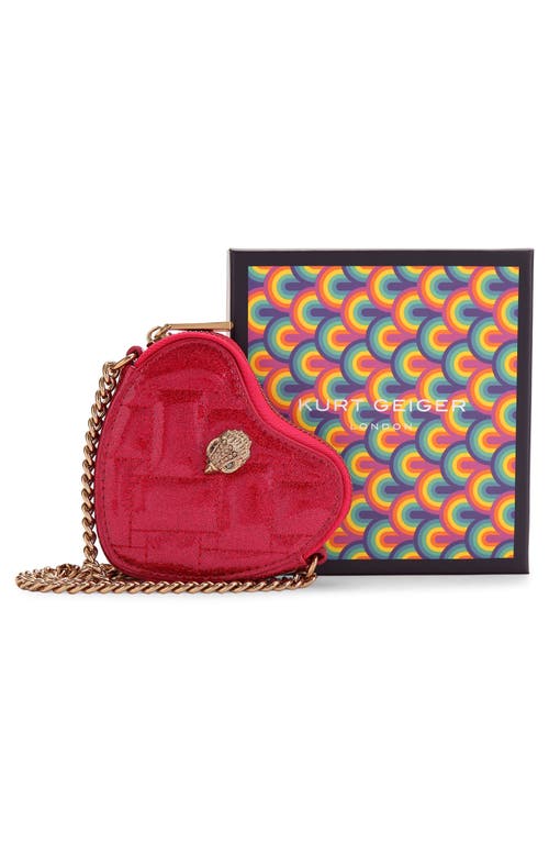 Shop Kurt Geiger London Micro Kensington Heart Quilted Faux Leather Crossbody Bag In Red