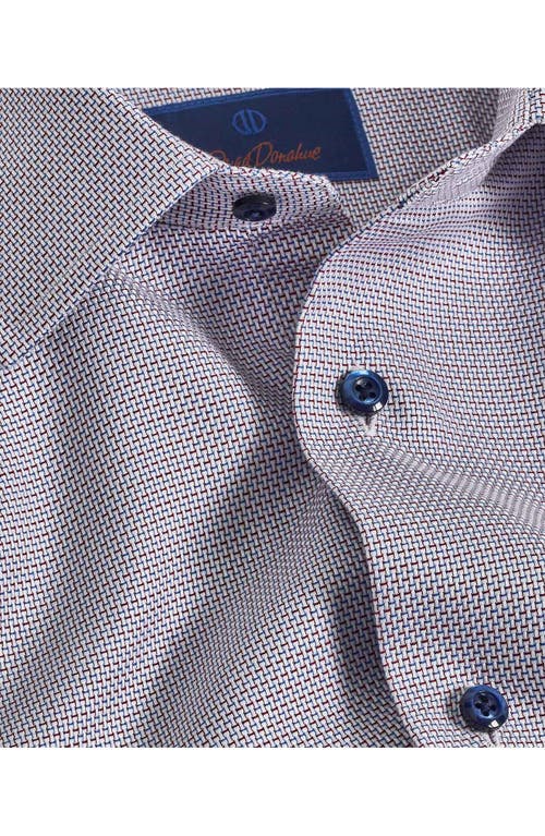 David Donahue Slim Fit Micro Dobby Cotton Dress Shirt in Blue/Merl 