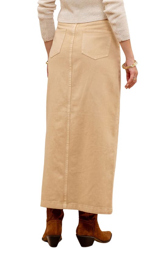 Shop Blu Pepper Paneled Denim Midi Skirt In Sand