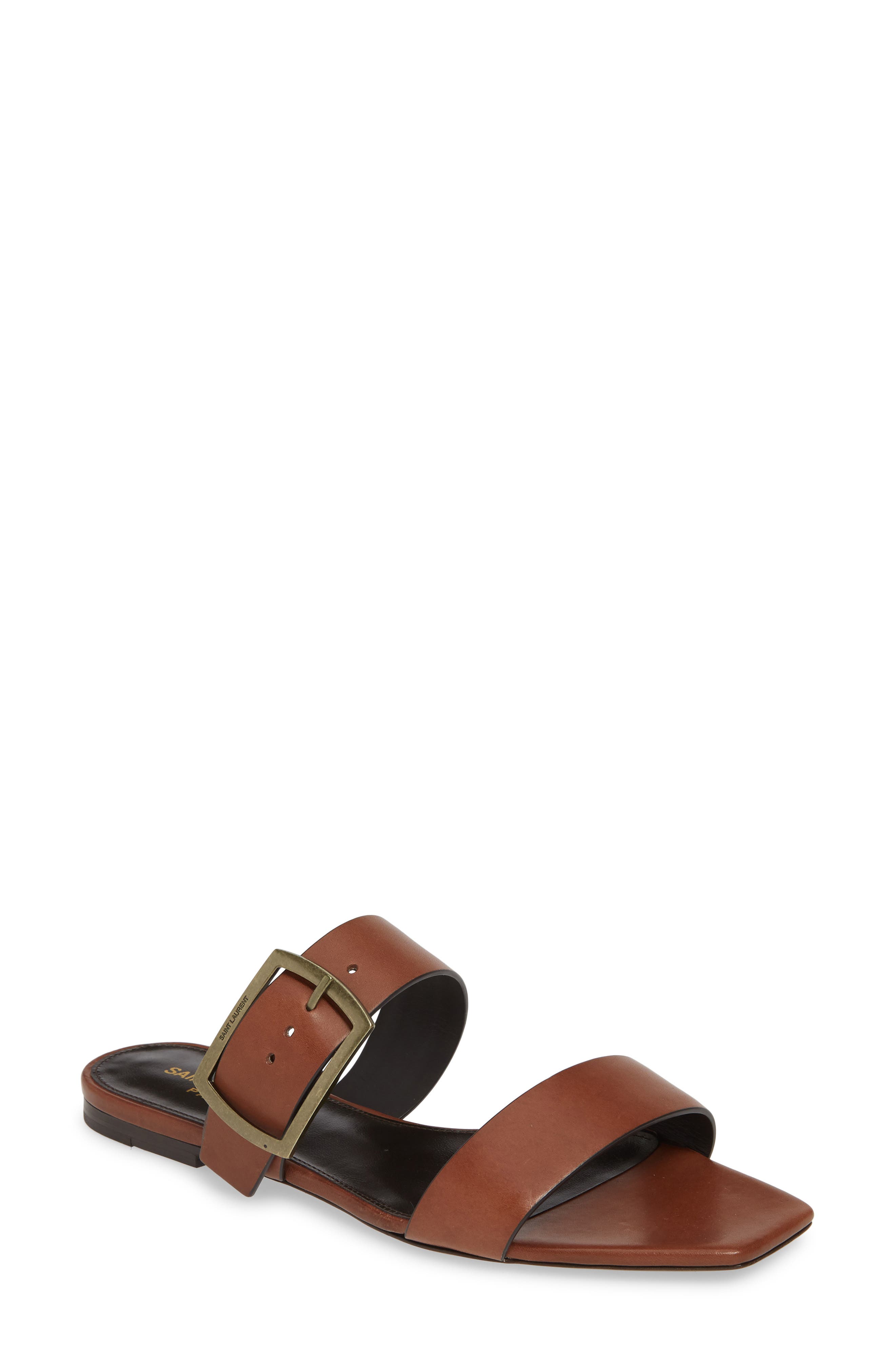 Saint Laurent Oak Nu Pieds Sandal, Brown