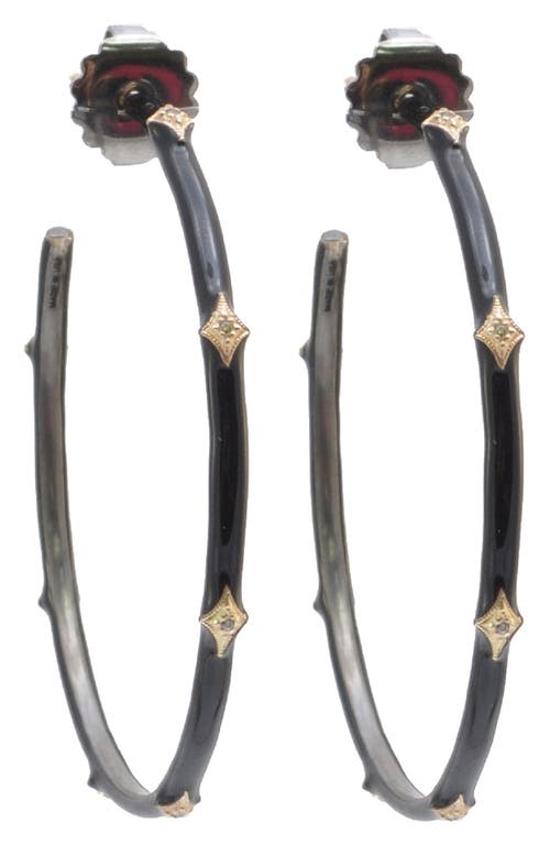 Armenta New World Diamond Enamel Hoop Earrings In Rose Gold/silver