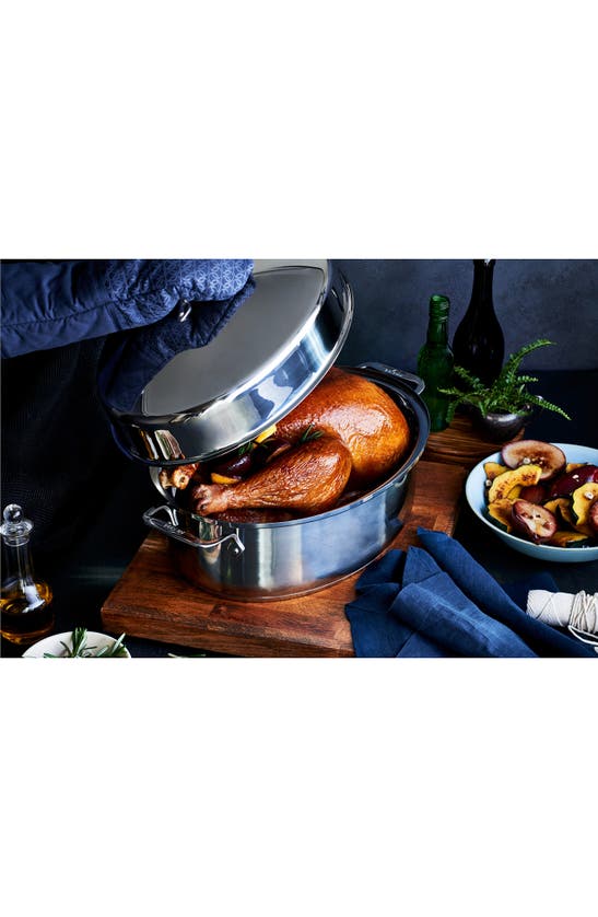 All-clad 10-quart Covered Oval Roaster & Lid In Silver
