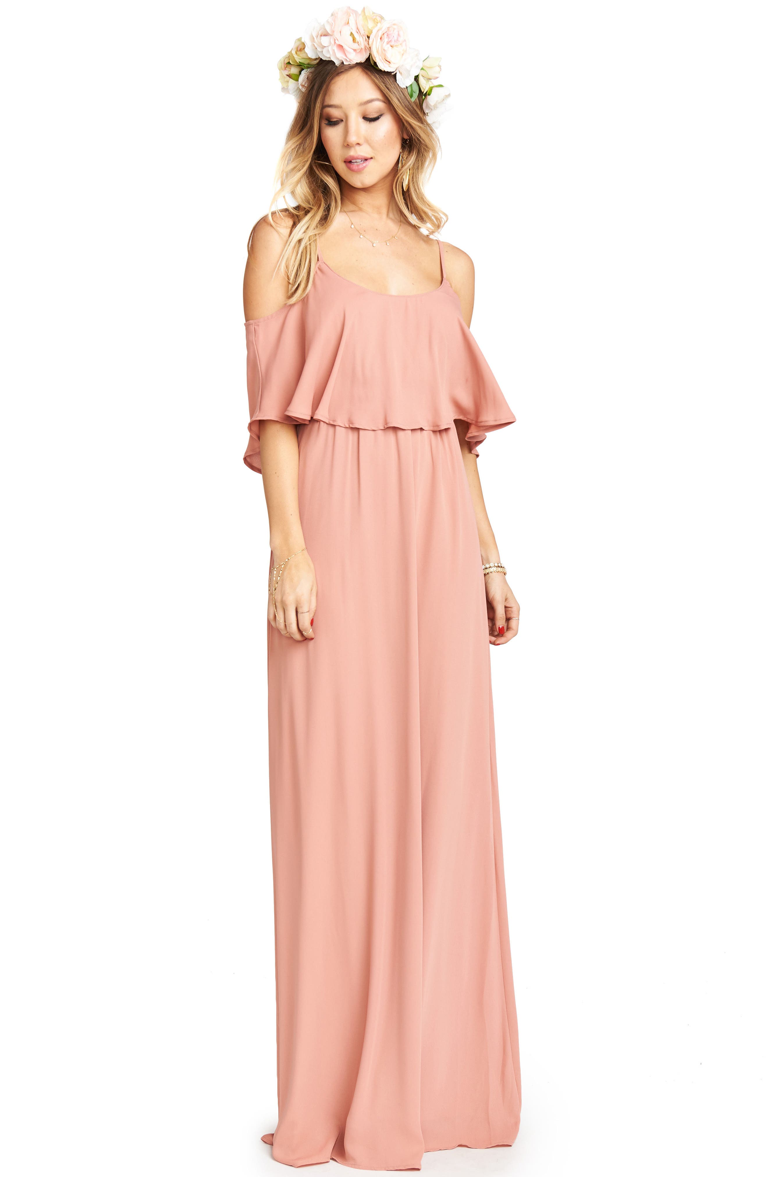 caitlin cold shoulder chiffon gown