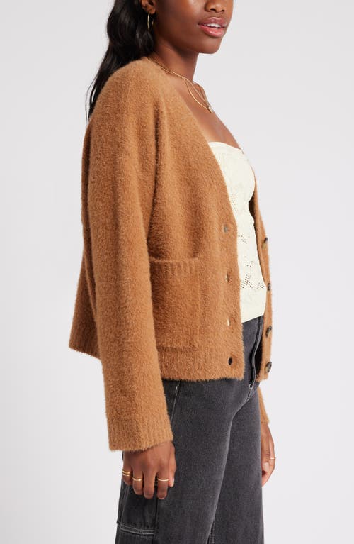 Shop Bp. Fuzzy Cardigan In Tan Thrush