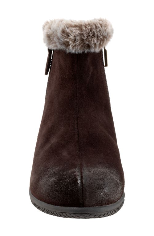 Softwalk ® Helena Faux Fur Trim Bootie In Dark Brown Suede