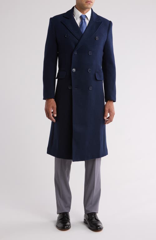 Braveman Double Breasted Coat In Navy