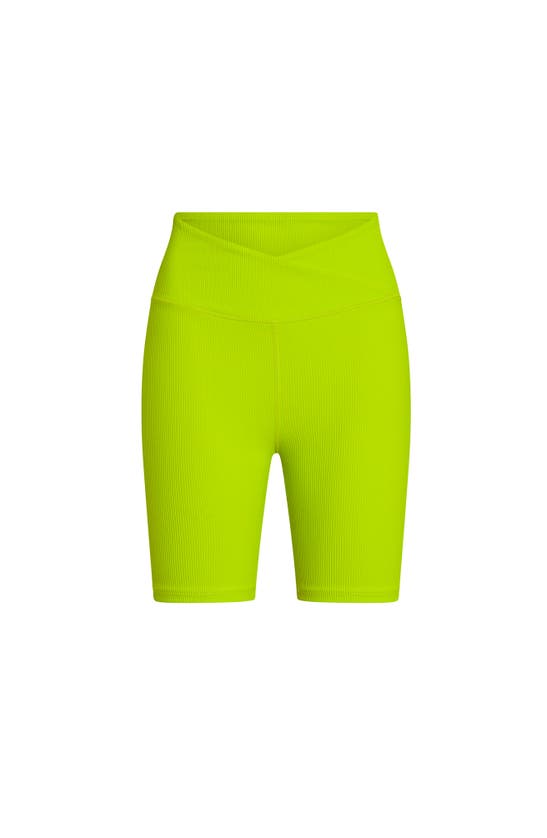 Shop Electric Yoga Rib Biker Shorts In Lime Punch