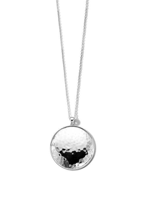 Classico Goddess Large Hammered Pendant Necklace in Silver