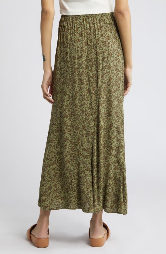 Shop Treasure & Bond Flowy Maxi Skirt In Olive Kalamata Lora Floral