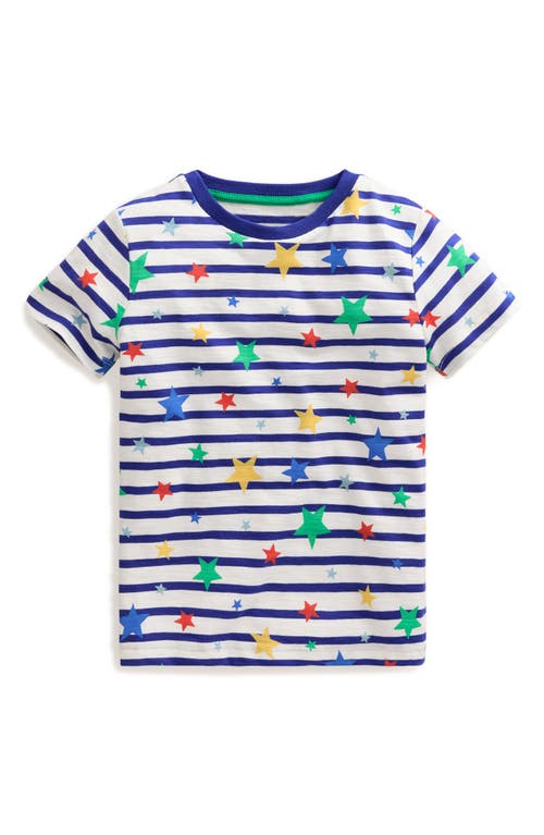 Mini Boden Kids' Print Cotton T-Shirt Breton Multi Star at Nordstrom,