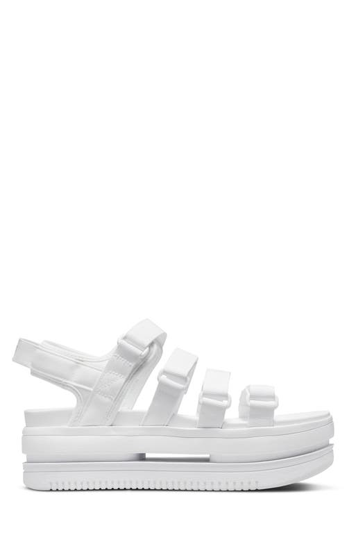 Shop Nike Icon Classic Platform Sandal In White/pure Platinum/white