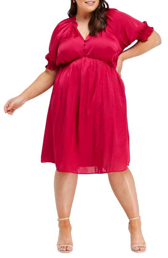 Estelle Juliette Satin Dress In Red